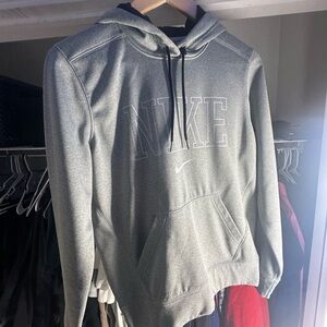 Medium Nike Grey and White Hoodie (drifit)